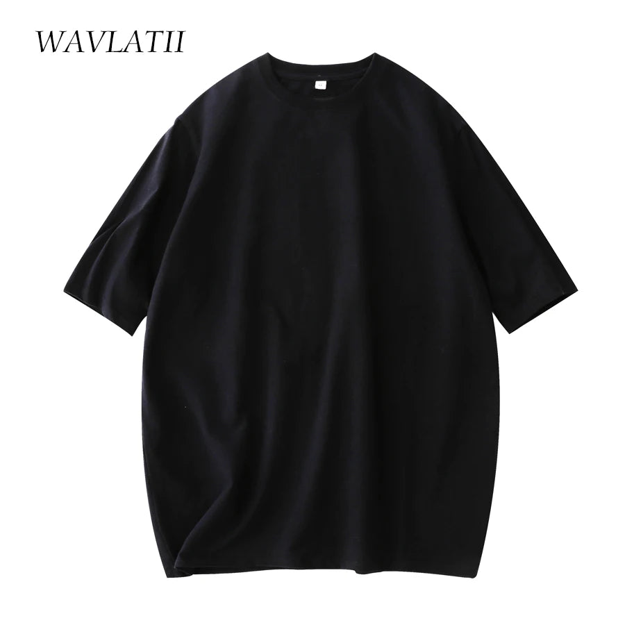 WAVLATII Frauen Neue Baumwolle T Shirts Weibliche Weiche Weiß Schwarz Tees Dame plus Größe Grundlegende Tops Für Sommer WT2102